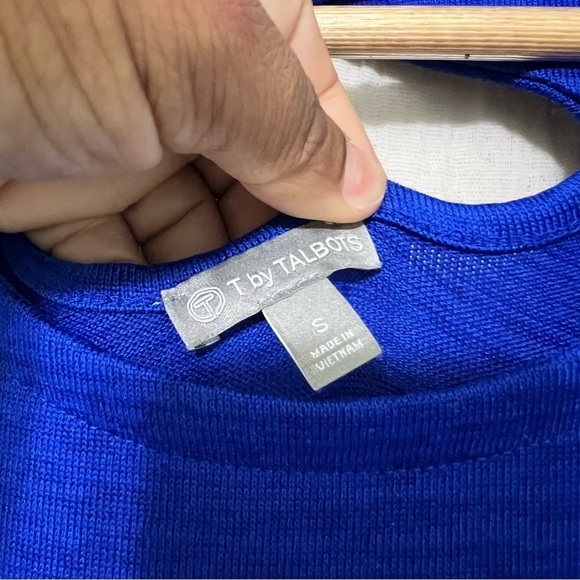 T By Talbots Royal Blue Cap Sleeve Scoop Neck Knit Maxi Dress Pockets Size S - Picture 7 of 7